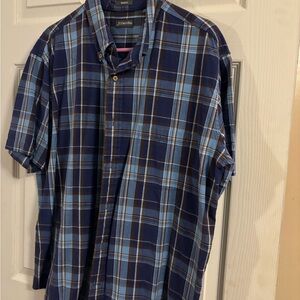 St. John's Bay Blue and Brown Plaid Casual Shirt
